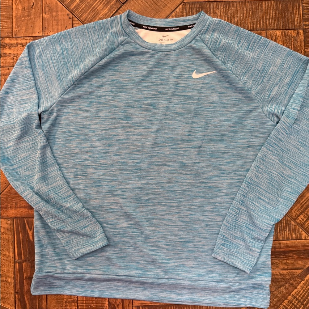 NIKE Light Blue Heather Dri-FIT Running Crew